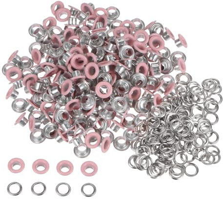 QUARKZMAN 300 Set Kit Occhielli in Metallo 5mm 1/5 Foro Piccolo Occhiello con Rondelle per Scarpe Vestiti Cintura Etichetta Borsa Tessuto Pelle Progetto Fai Da Te, Rosa