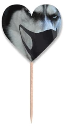 Lustiger Sibirischer Husky Zahnstocher mit Flaggen, Herz-Etikett, Cupcake-Picks