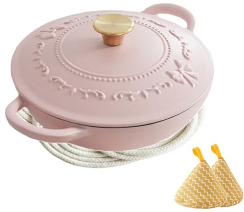 DYHQQ Enameled Cast Iron Dutch Oven 3 L Bread Baking Pot with Self Basting Lid, Non-stick Enamel Coated Cookware Pot Great for Family