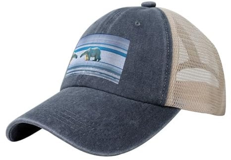 Polar Bear Ice Classic Cowboy Mesh Baseball Cap - Atmungsaktive Trucker Mütze für Herren - Verstellbarer Snapback-Verschluss, Marineblau, Einheitsgr��e