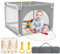 Laufstall Baby 90x90cm, Laufgitter Baby Oxford mit Matratze,Atmungsaktivem Netz und Reißverschlusstür, Laufstall Baby Faltbar, Rutschfest laufstall,Kinder Laufgitter mit 4 Rutschfest