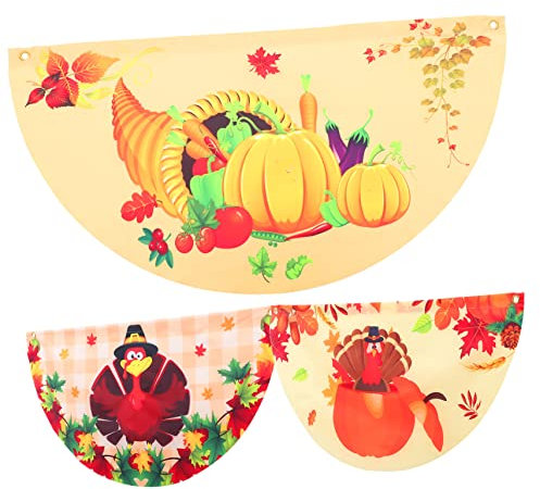 SEWOART 3stücke Teiliges Thanksgiving Gartenfahnen Halbkreisige Fächerfahnen Wetterfest Langlebig Dekorativ Für Erntedankfest Im Freien Für Garten Und Außenbereich