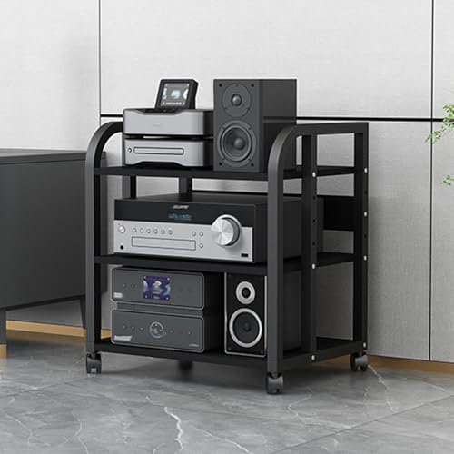 Mueble Equipo Hifi,Soporte altavoz,Mueble tocadiscos,Soporte para Medios Audiovisuales de 3/4 niveles,Gabinete para TV Estéreo con Estante de Audio,para Sala de estar,Juegos,Sala de grabación(50x40x58