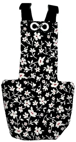 Uni Infinity Windel mit Hühnerwindeln, Entenwindeln für Haustiere, Hähne, Enten, Enten, wiederverwendbar, verstellbar, Schwarz mit Blumen, Huhn, klein, 1 Stück