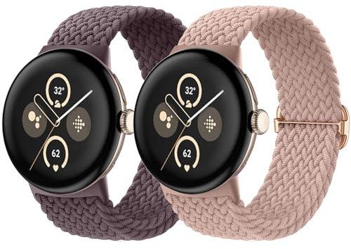 Maledan Confezione da 2 Cinturino Nylon Compatibili con Google Pixel Watch 2/Google Pixel Watch/Pixel Watch 3 41mm, Cinturino Sportivo Intrecciato ed Elastico per Google Pixel Watch 3 2 1 Donne Uomini
