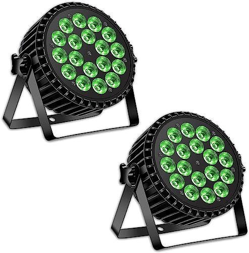 2 pièces 200W LED Par Projecteur, 18 led par projecteur lumière de scène lumière de fête RGBW DMX512 4-en-1 éclairage par lumière disco pour scène DJ Party Show Bar Halloween Noël