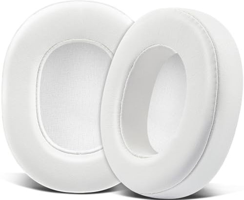 SOULWIT Replacement Earpads for Skullcandy Hesh 3/ANC/Evo & Crusher Wireless/ANC/Evo & Venue ANC Over-Ear Headphones, Ear Pads Cushions with Soft Protein Leather, Noise Isolation Foam - White