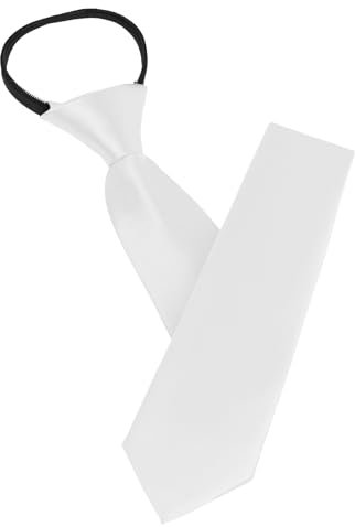 AUYAO Herren Krawatten, Einfarbiger Klassische Vorgebundenen Knoten Krawatte 8cm, Verstellbarer Krawatten für Herren mit Reißverschluss für Heiraten Oder Festliche Veranstaltunge (Weiß-Polyester)