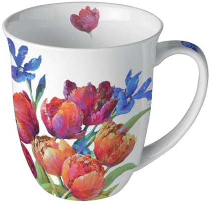 Ambiente Tazza da tè tazza da caffè tazza 0,4 l fiori tulipani primavera estate fine porcellana serie tulips of joy