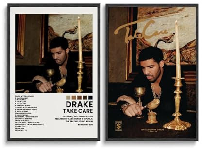 aizhimi Drake-Poster, Album, Take Care, Wandkunst, Leinwandposter, Raumdekoration, ästhetisch, 60 x 90 cm, Stil 7, 2 Stück