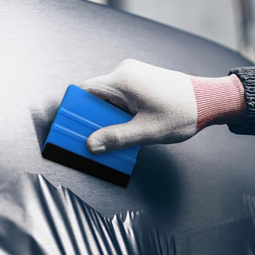 2-Pack Blue Felt Edge Squeegee Tool for Car Vinyl Wrap, Window Tint, & Peel-and-Stick Wallpaper – Professional Bubble Remover with Scratch-Resistant ABS Plastic