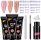 Poly Gel Nail Kit 3 Colors, Clear White Pink Builder Set, 15ML With Slip Solution, Nail Extension Gel, All-in-one Nails Strengthen Nails Art Kit DIY for Beginners Gift Set for Women