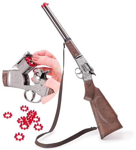 Toyland® 62cm (25) Die Cast Metal Cowboy Toy Over & Under Shotgun - 8 Shot Cap Gun - 96 Shot Caps Included - Realistic Smoke & Sound Effect