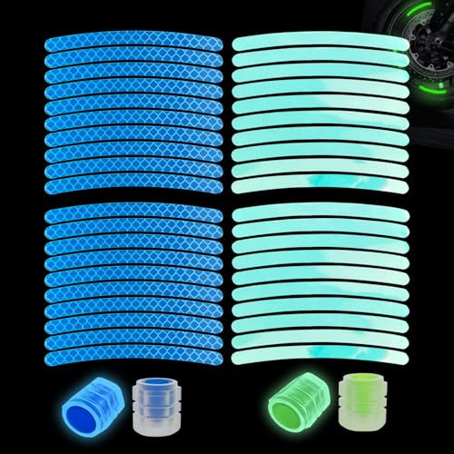 RYHHH 40 STK Fahrrad Reflektoren Aufkleber,4 STK Leuchtende Ventilkappen, Ventilschaftabdeckung Leuchtend Für Reifen,Leuchtaufkleber Für Fahrrad, Motorräder, Kinderwagen, Helme Und Mehr