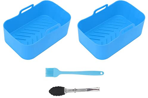 Fictory Olla de silicona para freidora doble Ninja de 8 cuartos de galón, antiadherente, fácil de limpiar, azul