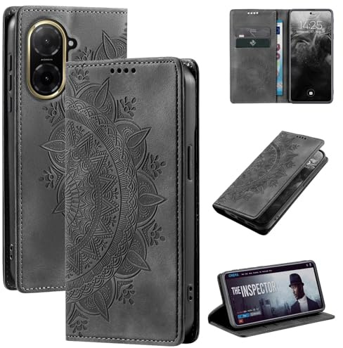 LBH Handyhülle für Xiaomi Redmi A5 Mandala Klapphülle RFID Schutz Kartenfächer Geldfach Design Cover Case Flipcase Schwarz