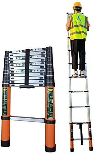 Scala telescopica in alluminio, 2,6 m, allungabile per tenda da tetto, camper, mansarda e soffitta, capacità di carico 150 kg, leggera, portatile, ideale per avventure all'aperto