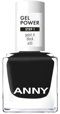 ANNY Gel Power Nail Polish, Gel-Farb-Nagellack, Tiefes Lackschwarz | Brillanter Glanz, Bis zu 12 Tage Halt, Splitter- & kratzresistent, Ohne UV-Lampe, Paint it Black, 8ml
