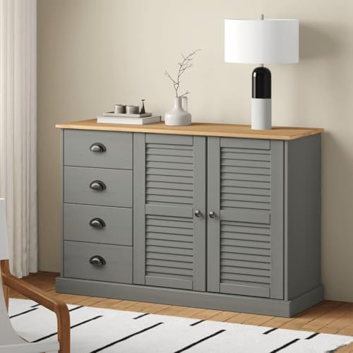 Massbinet Moderne Sideboard Landhausstil Kommode mit viel Stauraum für Ihr Wohnzimmer VIGO 113x40x75 cm Massivholz Kiefer