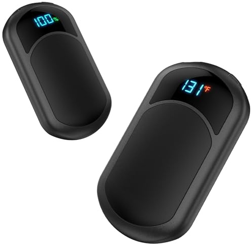 Hand Warmers 2-Pack, 6400mAh Rechargeable Hand Warmers, 3 Heat Settings, Up to 13Hrs, Ultra Thin Portable for Pocket Gloves Outdoor Sports, Winter Essentials for Men,Women.