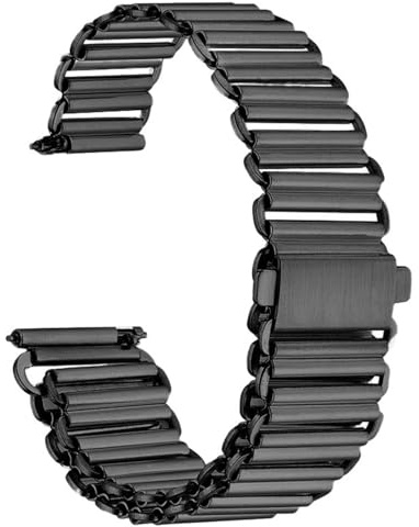 XLXKGPGKMK Herren- und Damenuhr mit gebürstetem Metallarmband aus reinem Edelstahl, Doppelfaltschließe(Black,20mm)