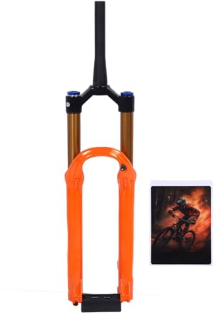 Forcella ammortizzata pneumatica, diametro tubo da 36 mm, forcella anteriore conica da 29 pollici in lega di alluminio arancione per mountain bike