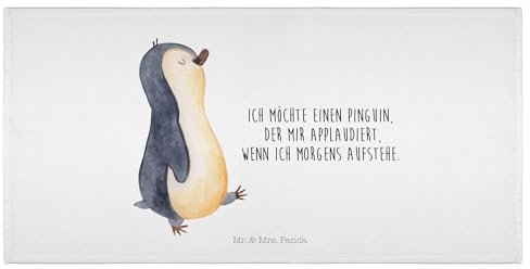 Mr. & Mrs. Panda 50 x 100 Handtuch Pinguin marschieren - Geschenk, stolz, groß, Familie, Frühaufsteher, Langschläfer, Schwester, zufrieden, Kinder,