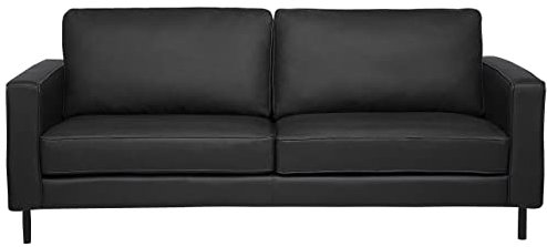 Sofa 3-Sitzer Leder modernes Ledersofa in Schwarz Couchsofa Wohnzimmersofa