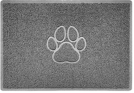 Nicoman PAW Shape Cat Litter Box Mat, Dog Food Feeding Tray Matt, Non-Slip, Easy Clean, Washable(90x60cm,Large),GREY