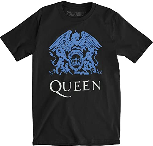 Queen Men's Blue Crest T-Shirt Black