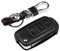 M.JVisun Véritable Cuir Clef Coque Porte-clés pour Volkswagen 3 Bouton Pliant Clé de Voiture - Cuir - Noir