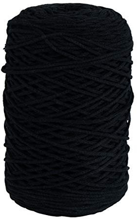 Rayher Braidy Recycling Garn, geflochten, 2 mm Ø, schwarz, 250 g Knäuel, Lauflänge ca. 250 m, Strickgarn, Häkelgarn, Textilgarn, Bastelgarn, 42009576