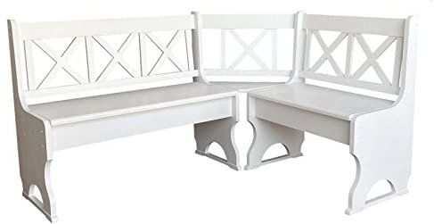 k koma Kiefer Eckbank MASSIVHOLZ Öko Weiss - NEU (120 x 150)