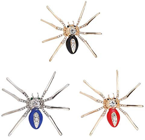 3 Stücke Nette Spinne Brosche Pins Shiny Strass Insekt Corsagen Schal Clips Schmuck Zubehör für Party Prom
