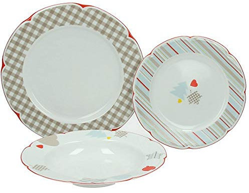 Tognana PK070188406 Servizio Da Tavola In Ceramica Decorata Tabatha 18 Pezzi 6 Piani 6 Fondi 6 FruttaÂ