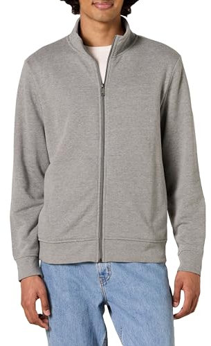 Amazon Essentials Sweat-Shirt à Col Montant, à Fermeture Éclair Intégrale, en Tissu Éponge French Terry Léger Homme, Charbon Chiné, L