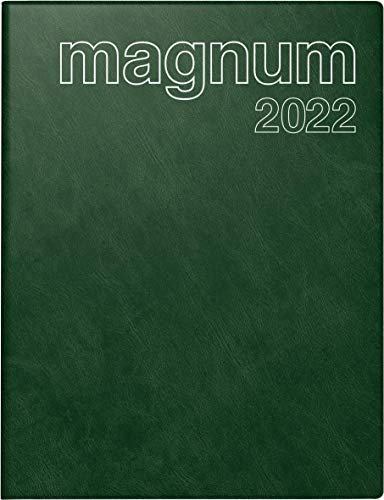 rido/idé 7027042582 Buchkalender magnum, 2 Seiten = 1 Woche, 183 x 240 mm, Schaumfolien-Einband Catana dunkelgrün, Kalendarium 2022