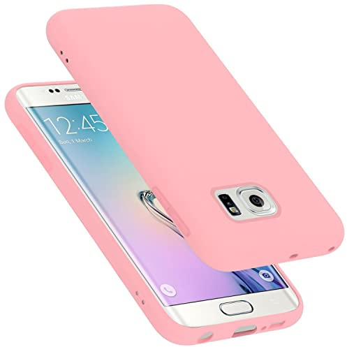 Cadorabo Hülle kompatibel mit Samsung Galaxy S6 Edge Hülle Silikon Handyhülle für Galaxy S6 Edge Case aus flüssigem Silikon- Kratzfeste und stoßfeste dünne TPU Schutzhülle - Liquid PINK
