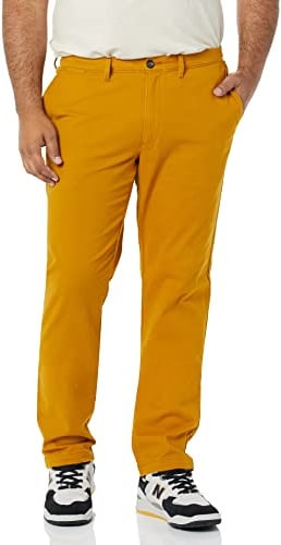 Amazon Essentials Men's Skinny-Fit Casual Stretch Chino Trousers, Dark Camel, 34W / 30L