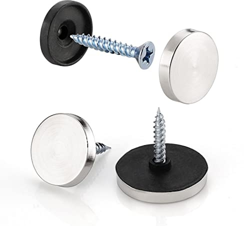 20 Stück 20 mm Spiegelschrauben, gebürstete Spiegelnägel, Edelstahlkappe, dekorative Schrauben für Spiegel, Glas, Badplatten, Glasschilder, silberne Spiegelnägel