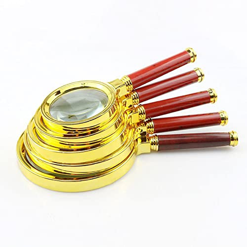 Meichoon Handlupe 5pcs 10X Lupe Nachahmung Holzgriff Lesehilfe Spiegel für ältere Menschen 60/70/80/90/100mm UC31