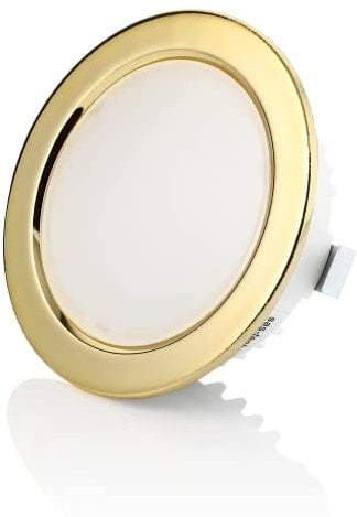 Sweet Led® 1x flache Einbauleuchte 230V IP44 - Möbeleinbauleuchte 3,5W LED - Badleuchte Einbauspot rund - Ultra Flache mini Feuchtraumleuchte - Möbel Einbaustrahler - Gold, kaltweiß