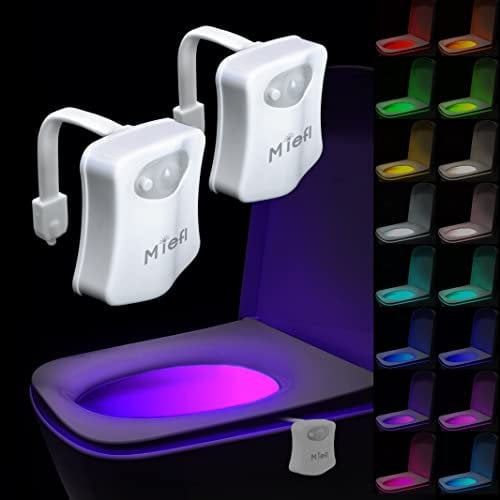 Toilet Light Motion Sensor 16 Colors Changing (2 Pack),LED Glow Bowl Inside Toilet Light, Night Light for Bathroom, Cool & Funny Ideal Gifts for Dad Teen Boys Girls Men Women