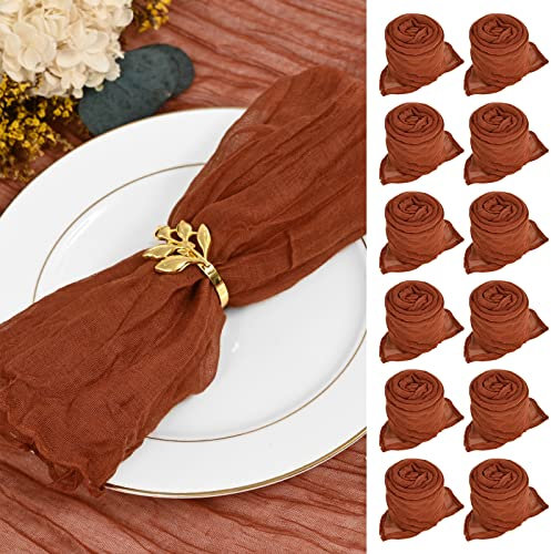 30 Stück Mullservietten 50 cm, Gaze-Käsetuch Vintage-Boho-Stoffservietten, Großpackung für Partys, Hochzeiten, Empfänge, Brautpartys, Tischdekorationen – Terrakotta