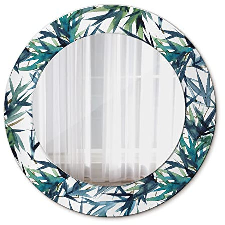 Tulup An Der Wand Ø 50 cm Bedruckter Spiegel Motiv Print Designer-Spiegel des Spiegels - Blau Palmen