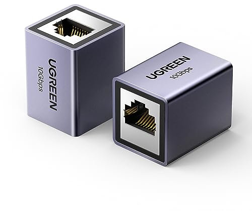 UGREEN Coupleur RJ45 Ethernet 10Gbps Raccord Femelles LAN Rallonge Connecteur Adaptateur Réseau Compatible avec Câble Cat 8/7/6/5/5e (Lot de 2)