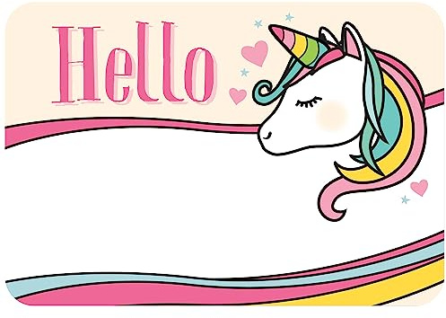 Avery Premium Rainbow Unicorn Name Tags, No Lift No Curl, 80 Handwriteable Name Stickers