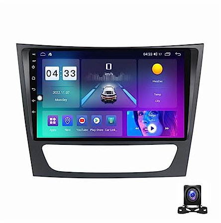 DEHIWI Doppel-DIN Digital Media Receiver, 9-Zoll Autoradio Mit Berührungs Bildschirm, Für Benz E-Class W211 E300 E350 E280 W219 Mit GPS Navi, Spiegel-Link, Bluetooth, Carplay, FM AM Car Radio,M600s
