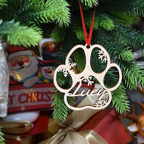 yky Personalisierte hölzerne Weihnachtsdekoration, personalisierte Hunde-Weihnachtsschmuck Holz,personalisierte Weihnachtsnamen Kugel (XF1,1 Stück)