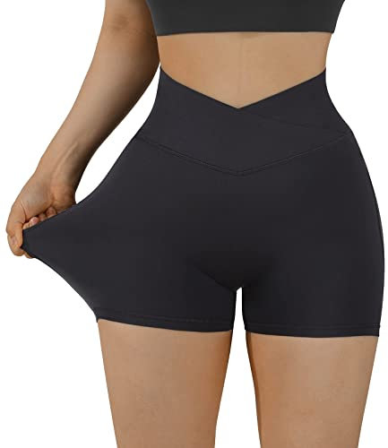 liaddkv Taillierte Hebeshorts Taillenhohe Shorts Butt Biker Frauen Workout V Yoga Shorts Tumblr Schmuck Unter 2 (Black, XL)